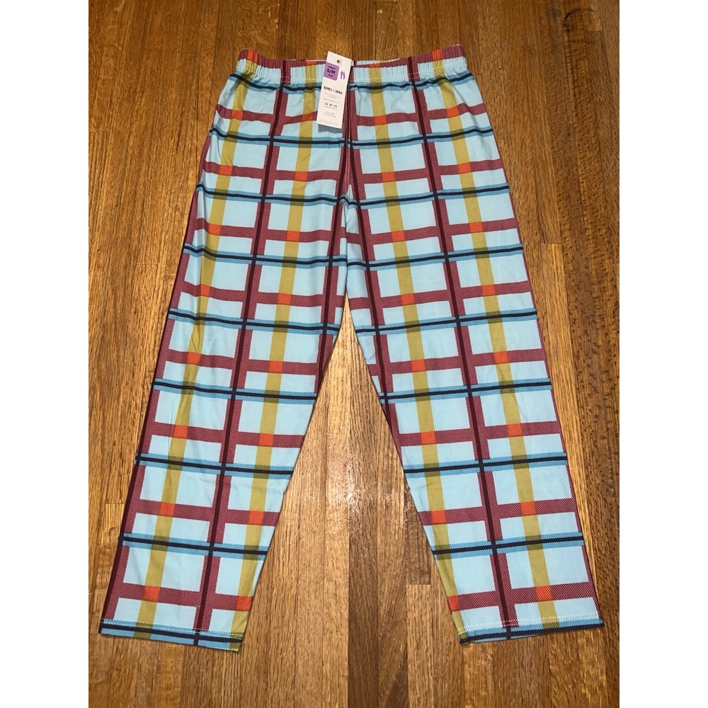 NWT Agnes & Dora Adult S/M (4-10) Multicolor Checker Plaid Soft Stretchy Capri